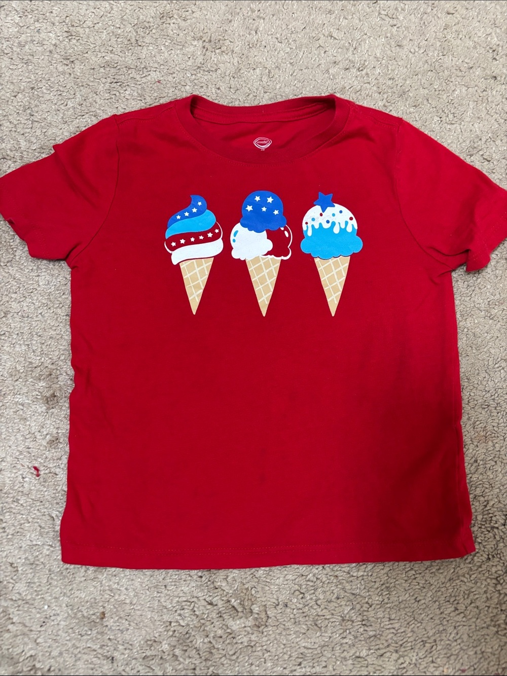 Red Kids Ice Cream Graphic Tee - Unbranded